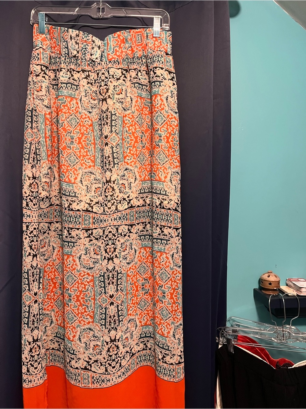 Philosophy Orange and Teal Printed Maxi Skirt